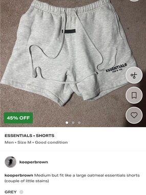 ESSENTIALS men’s Light Heather Grey Drawstring Athletic Shorts